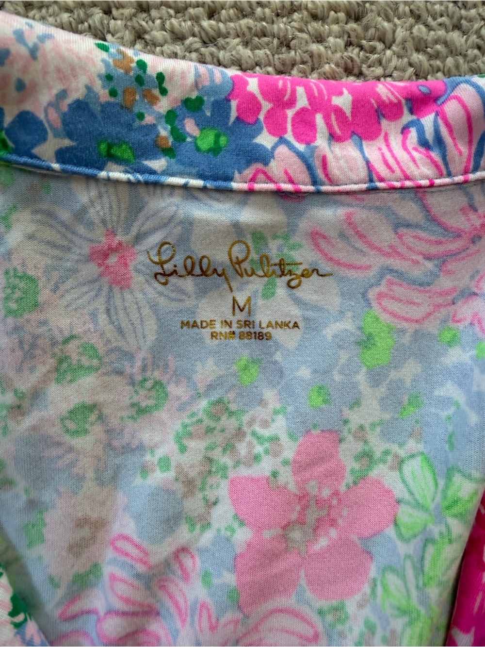 Lilly Pulitzer Blue Floral Short-Sleeve Pajama Set with Pink Flowers - Picture 2 of 4